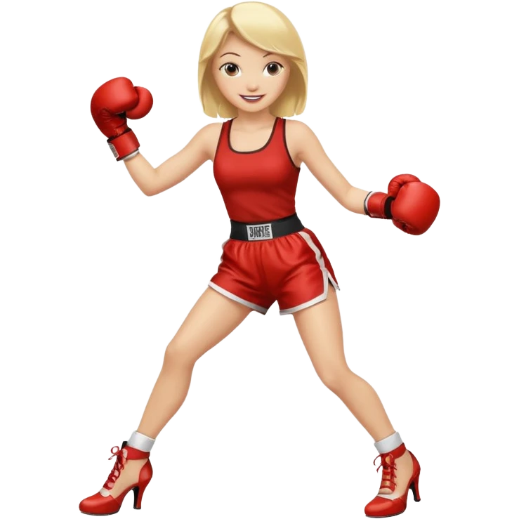 Blond girl, dancing with high heels, boxing gloves emoji
