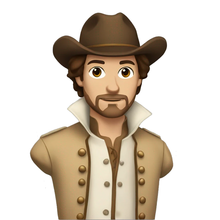 Musketeer beige jaket brown hair no mustache emoji