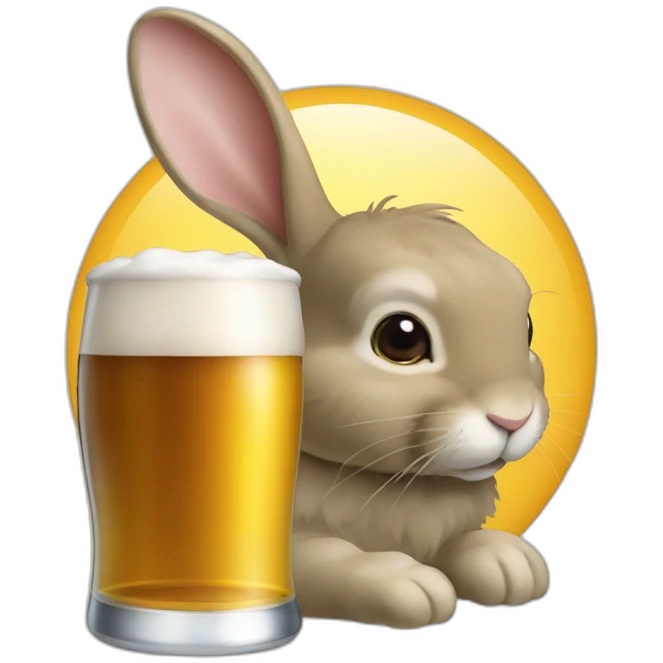 Lapin buvant une bière emoji