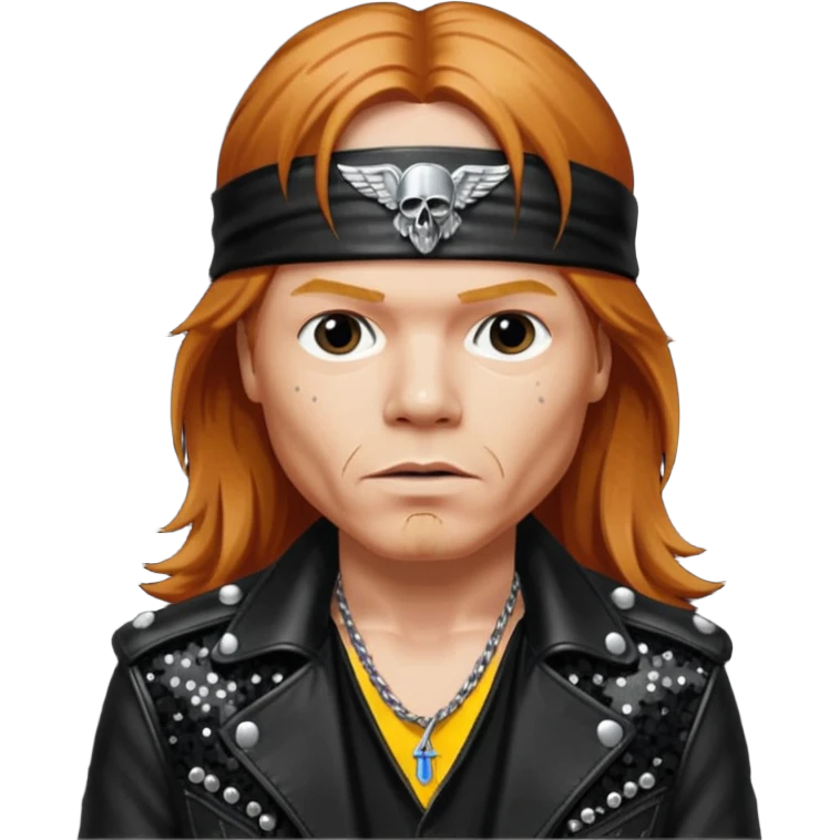 Axl Rose from Gun n Roses with long reddish blonde hair, black sequin outfit emoji