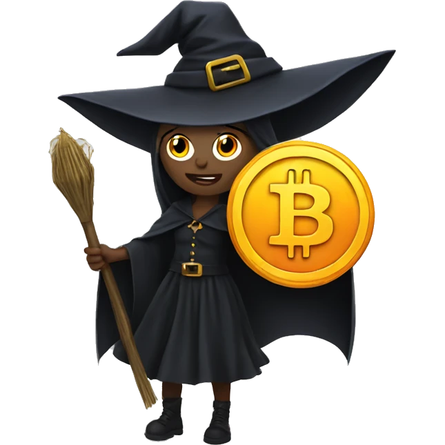 Witch with bitcoin  emoji