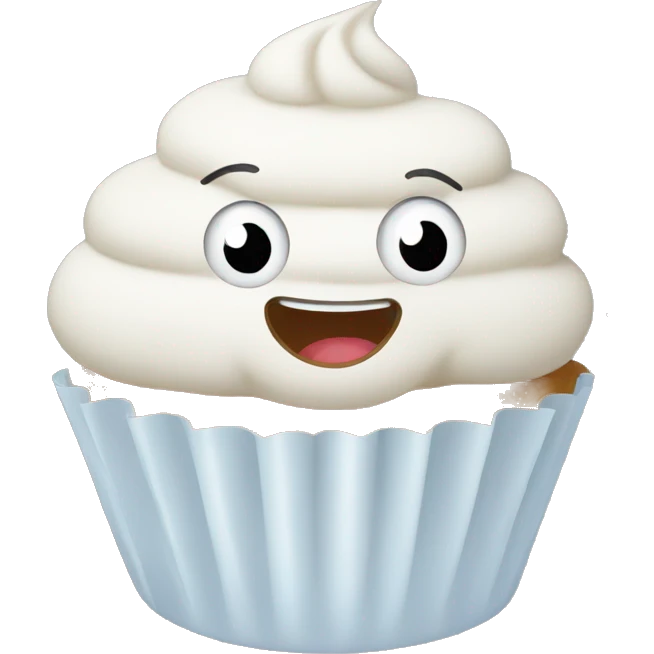 White cupcake with a happy face emoji