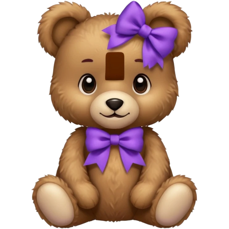 Cute teddy Bear , with a purple bow in her hair, emoji