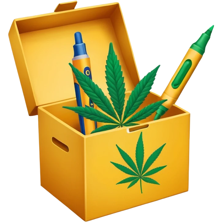 a box of crayola permanent markers with cannabis leaf emoji