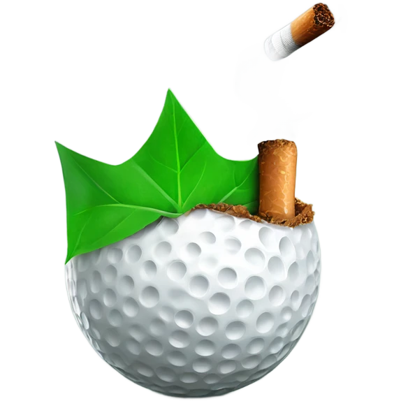 Golf ball smoking a green cigar emoji