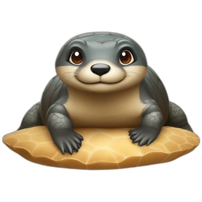Une loutre sur une tortue emoji
