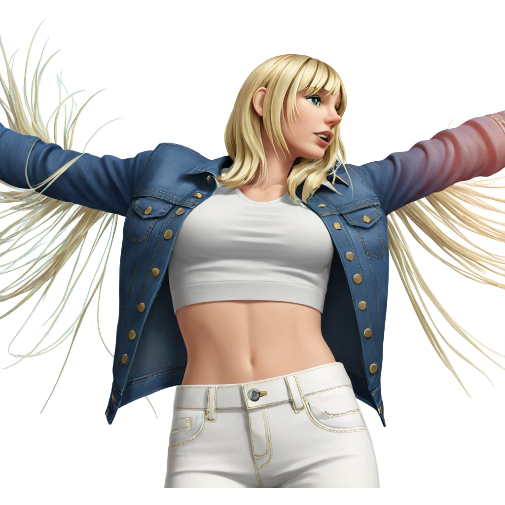 blonde girl in denim jacket emoji