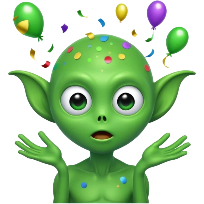 Green alien blowing confetti emoji