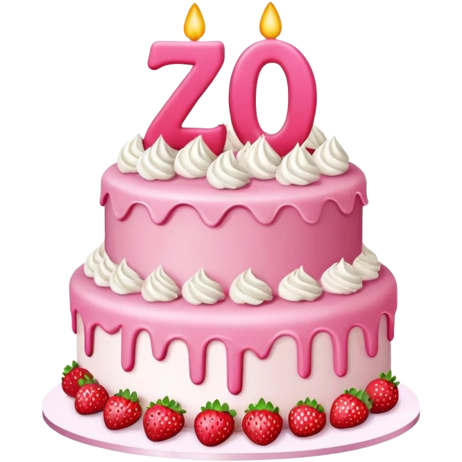 Pink Strawberry birthday cake with the number 27 on top emoji