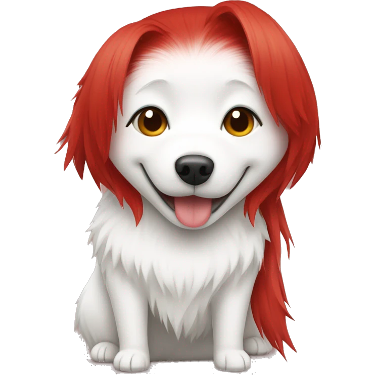 Japanese spitz dog hug red hair girl emoji