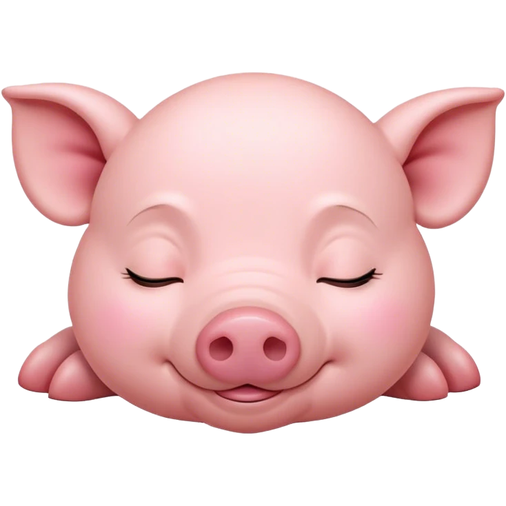 Meme-Worthy Cute Sleeping Piglet Portrait Emoji, Head resting peacefully with a contented smile, showcasing a delightfully tiny build and a luxuriously soft rosy-pink hide, eyes shut in a serene, restful nap, Simplified yet hilariously adorable features, highly detailed, glowing with a soft, drowsy light, high shine, relaxed and utterly lovable, stylized with an air of playful laziness, bright and heartwarming, soft glowing outline, capturing the essence of a comically sleepy piglet, so meme-worthy it feels like it could instantly become the next viral sensation of adorable slumber! emoji