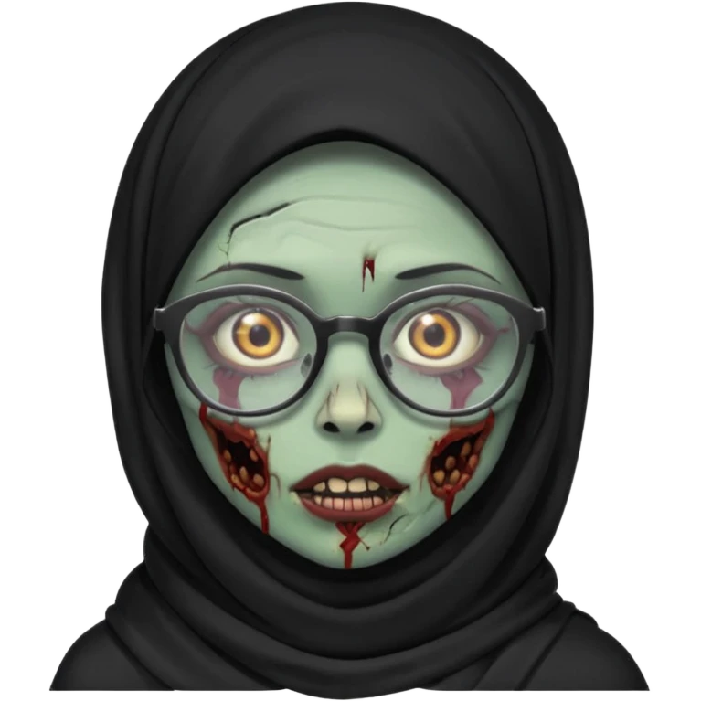 Black hijab zombie girl with glasses emoji