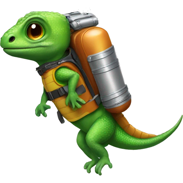 lizard wearing a jetpack emoji