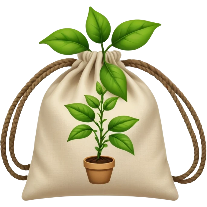 a knotted bag with a picture of a plant on it emoji