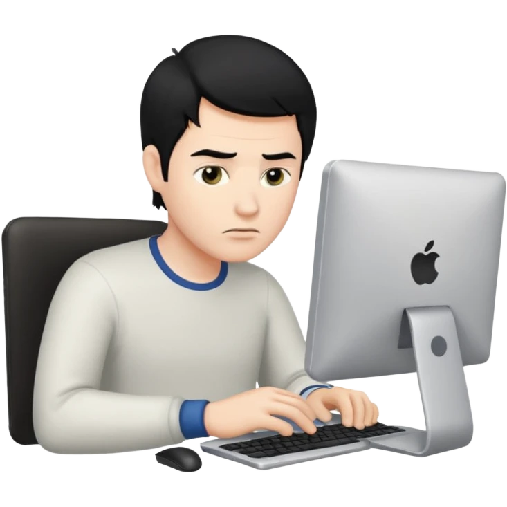 A WHITE MAN, WHIT BLACK HAIR, WITH A PC  emoji