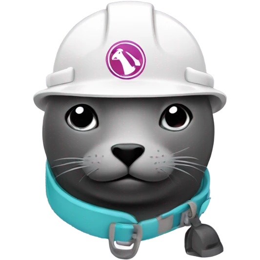 Seal with hard hat and chaiin wth symbol emoji