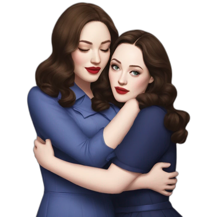 Kat dennings hugs Elizabeth gillies emoji