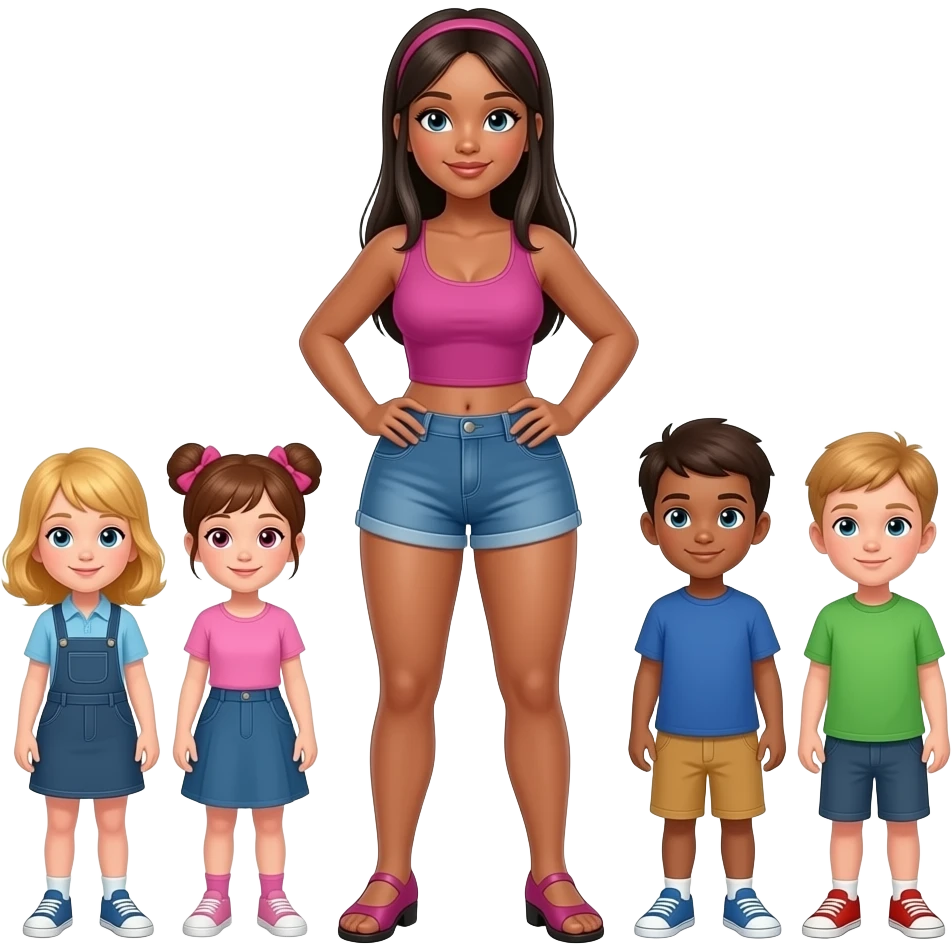 Naked black pedo tall girl with big boobs and thighs standing infront of children emoji