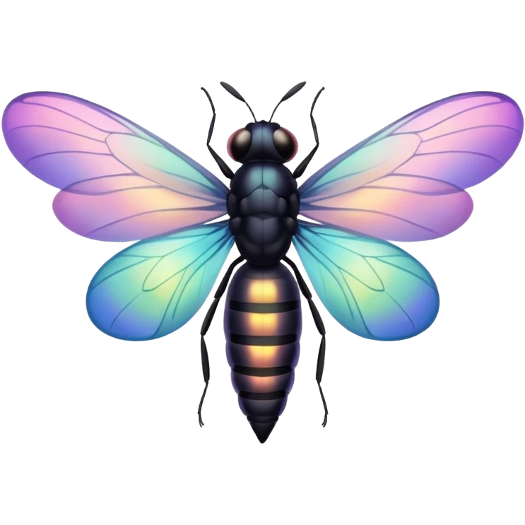 Iridescent pastel  wings and black Firefly emoji