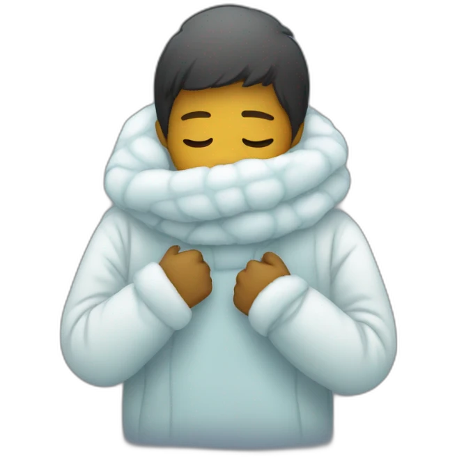 person embraces cold emoji