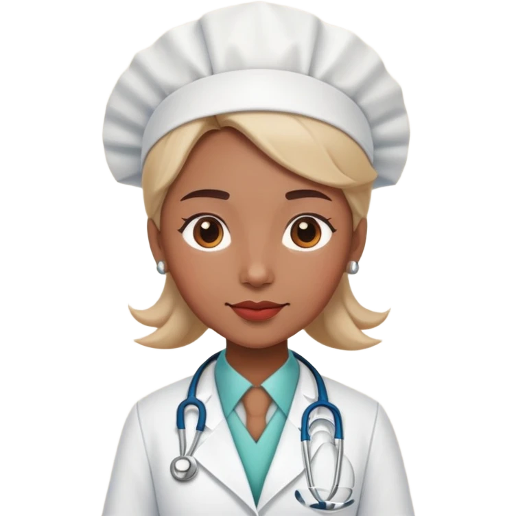 A educational consultant character that his face and body is beautiful and playful tulip and wears doctor's dress emoji