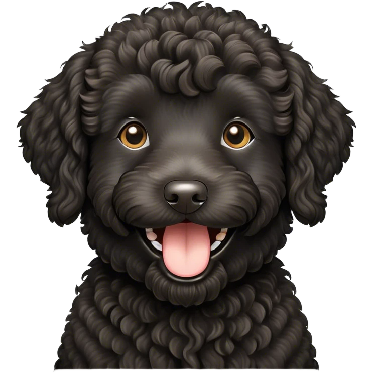 Black labradoodle smiling emoji