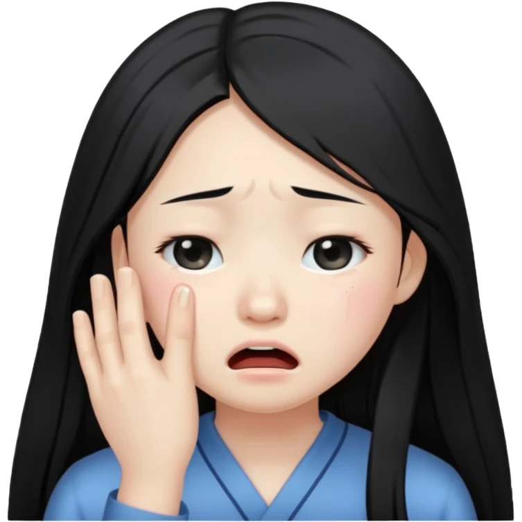 Asian long hair girls crying emoji