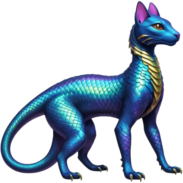 Futuristic Ethereal Beautiful Salandit-Bastet-Fakémon-hybrid-creature (full body)  emoji