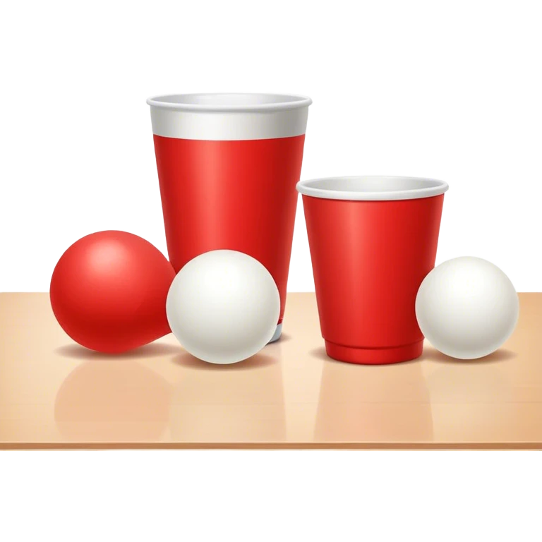 beer pong with a couple red cups and white ping pong balls emoji