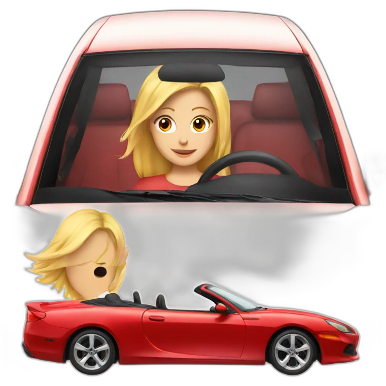 Red car driven by a blonde girl emoji