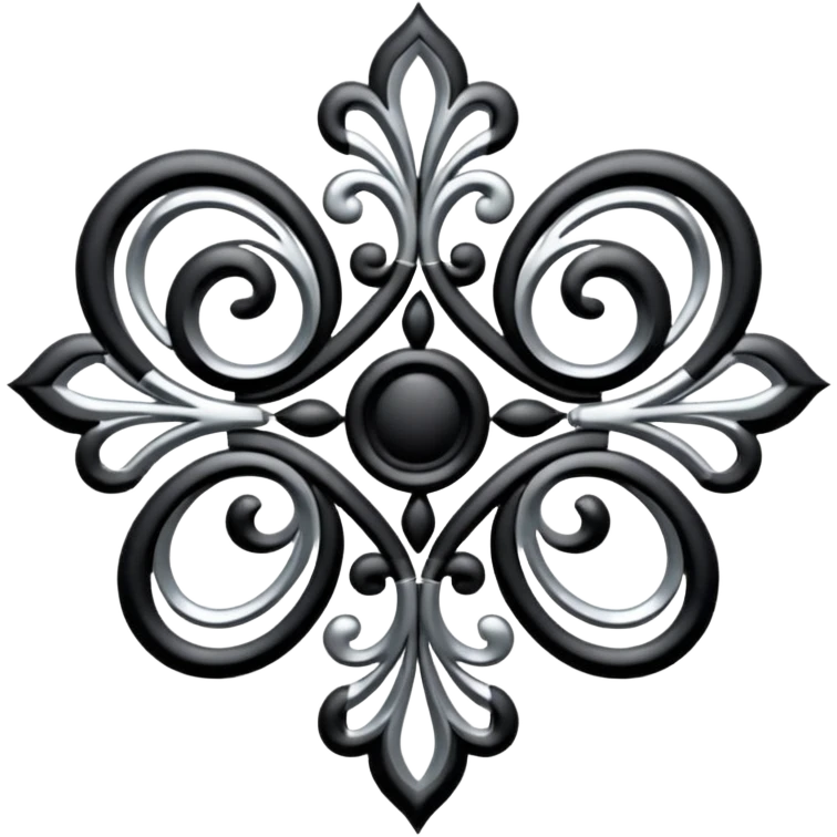 Black and silver filigree design, 3D, extremely detailed design emoji