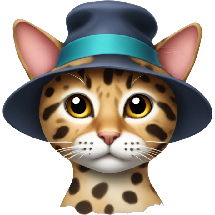 Spotted cat in a hat emoji