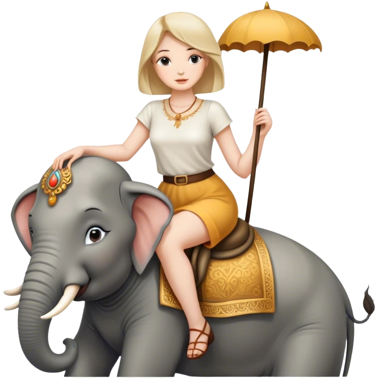 Pretty lady sitting on a elephant ￼ emoji
