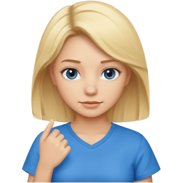 Blond lady holding a blue shirt emoji