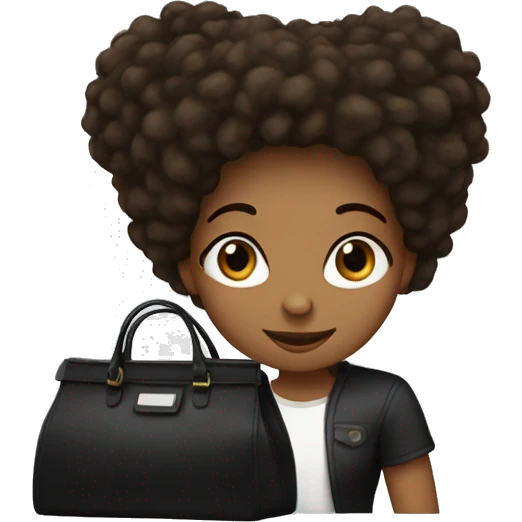 a girl with dung hair in a black bag emoji