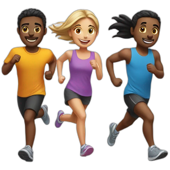 3 friends running emoji