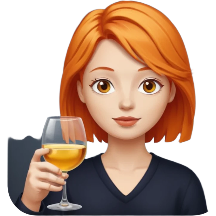 orange hair drinking wine emoji