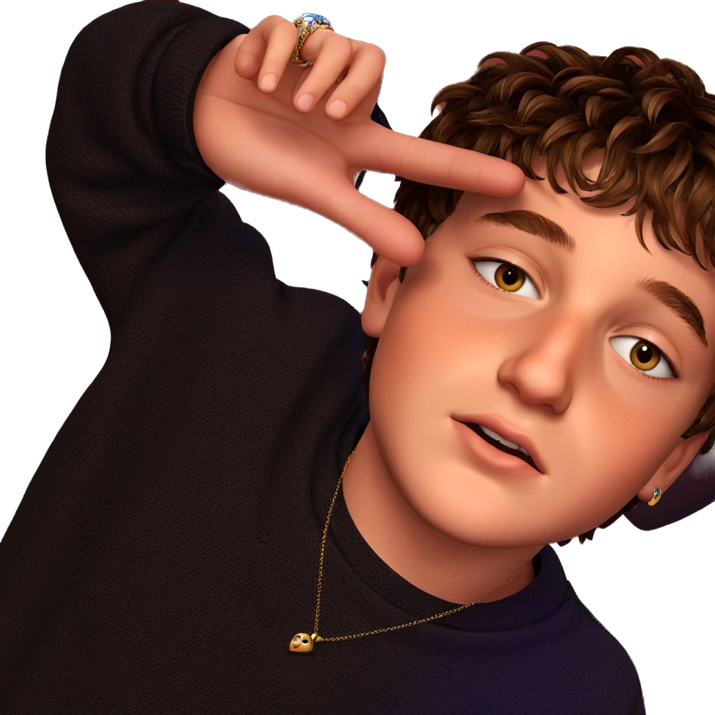brown haired boy with jewelry emoji