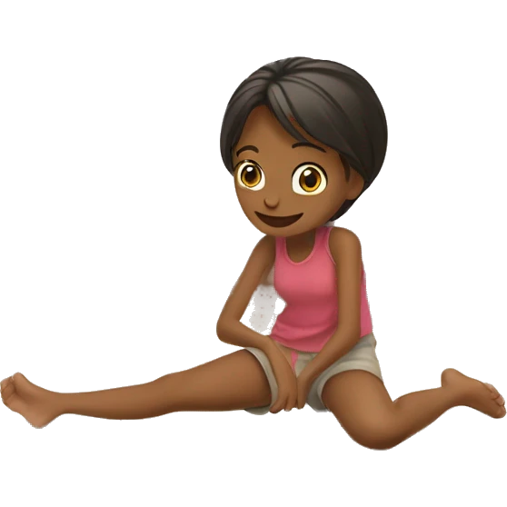 A girl kicking her feet with excitement laying on her stomach ￼ emoji