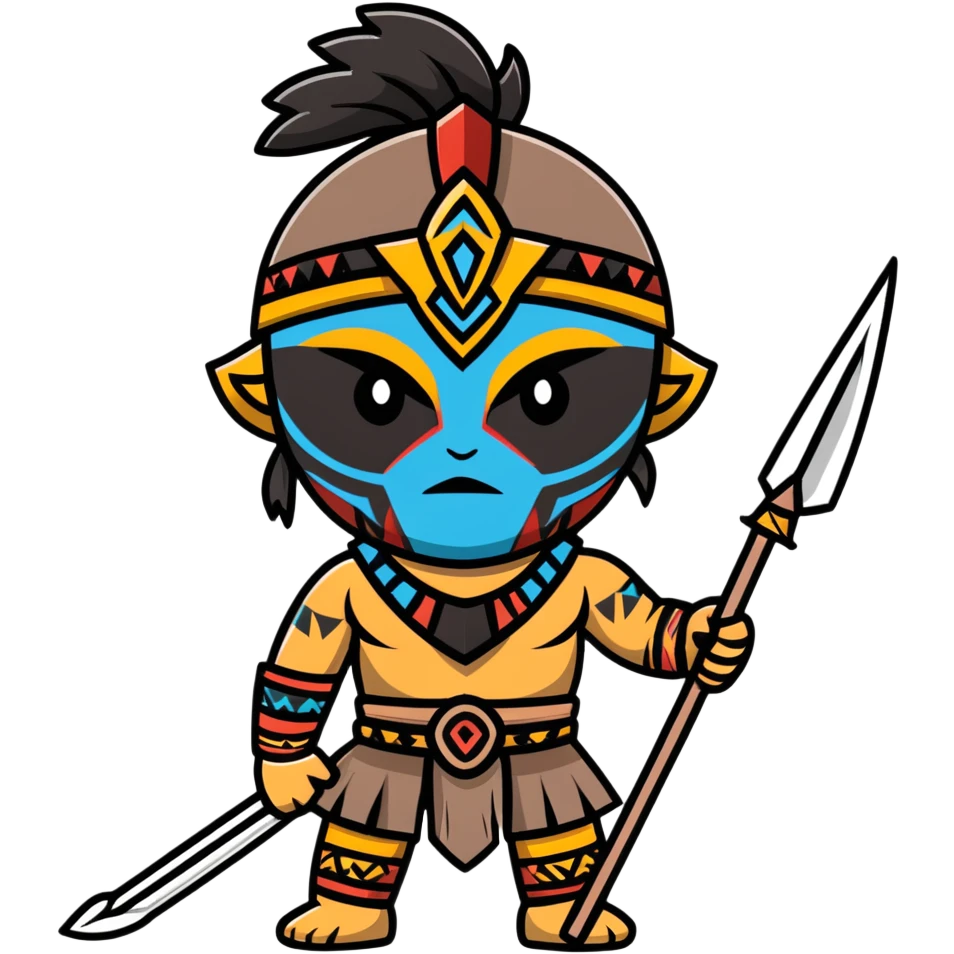 fantasy tribal warrior with spear and face paint emoji