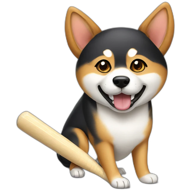 shiba inu showing cricket bat emoji