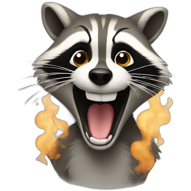 Raccoon opening mouth with smoke coming out emoji