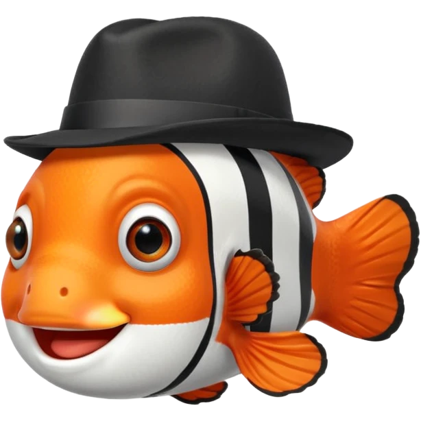 Clownfish with a black fedora, smiling emoji