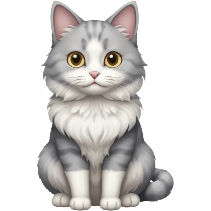 a grey and white cat sitting regally emoji