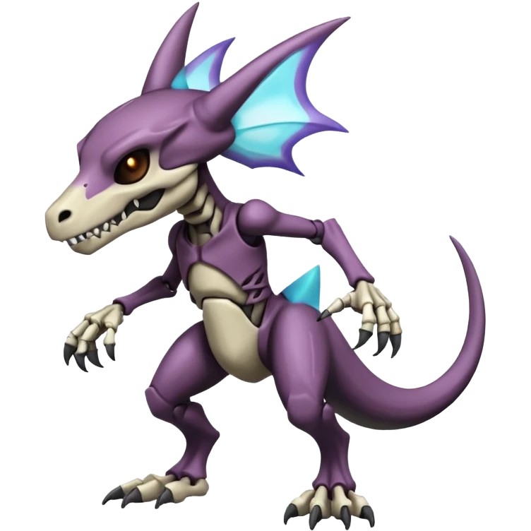 Shiny Badass Edgy Dark Evil Spectral Dusky Spooky Skeletal Cool Hot Stylish Handsome Duskull-Marowak-Genesect-Fakémon-fusion (full body) emoji