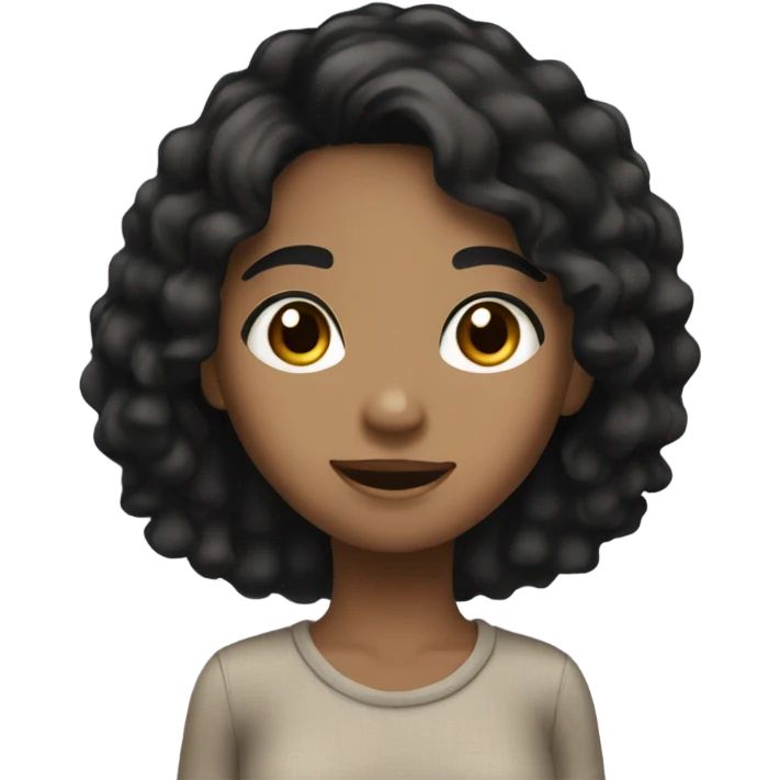 black hair girl brown eyes raising hand emoji