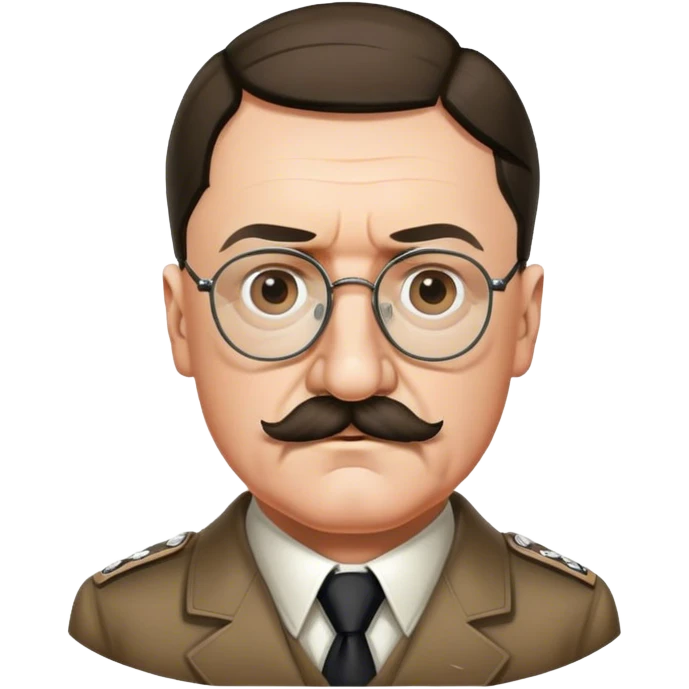 adolf hitler make his mustache smaller add glasses and make the mustAche only under the  nose less mustache emoji