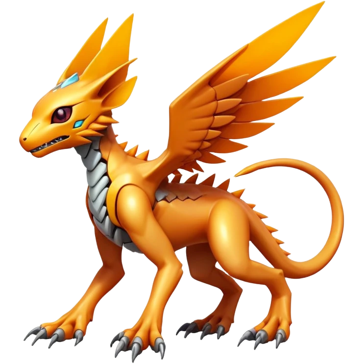  exotic futuristic warm-colored modern cyber-Fakémon-Digimon-Trico-creature emoji