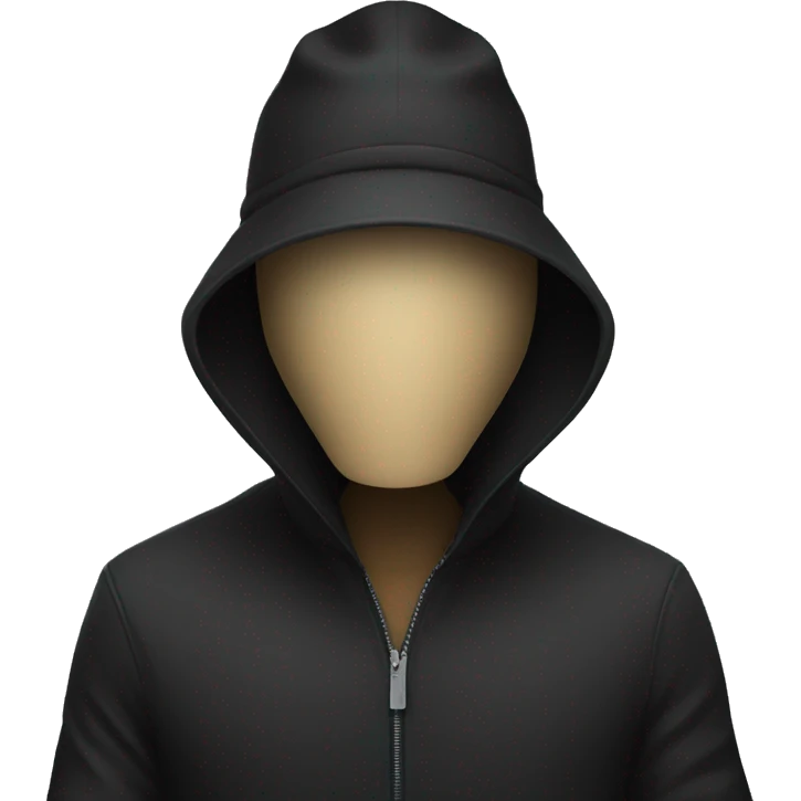 Hacker wearing black hat with no face emoji