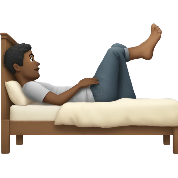 someone blushing and kicking their feet while laying on the bed emoji